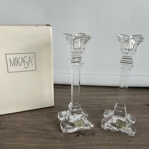 Mikasa Clear Crystal Candle Holders